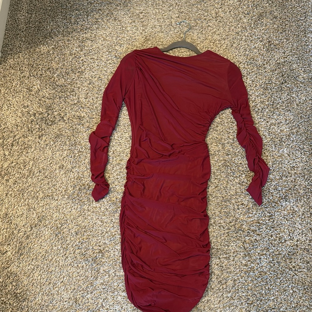 J LUX LABEL Mesh Rouched Dress Size S - midi dress